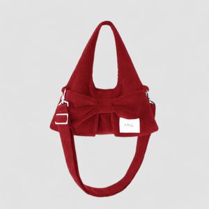 코듀로이 미니 리본 호보 도트 앤 크로스백 _ [레드]