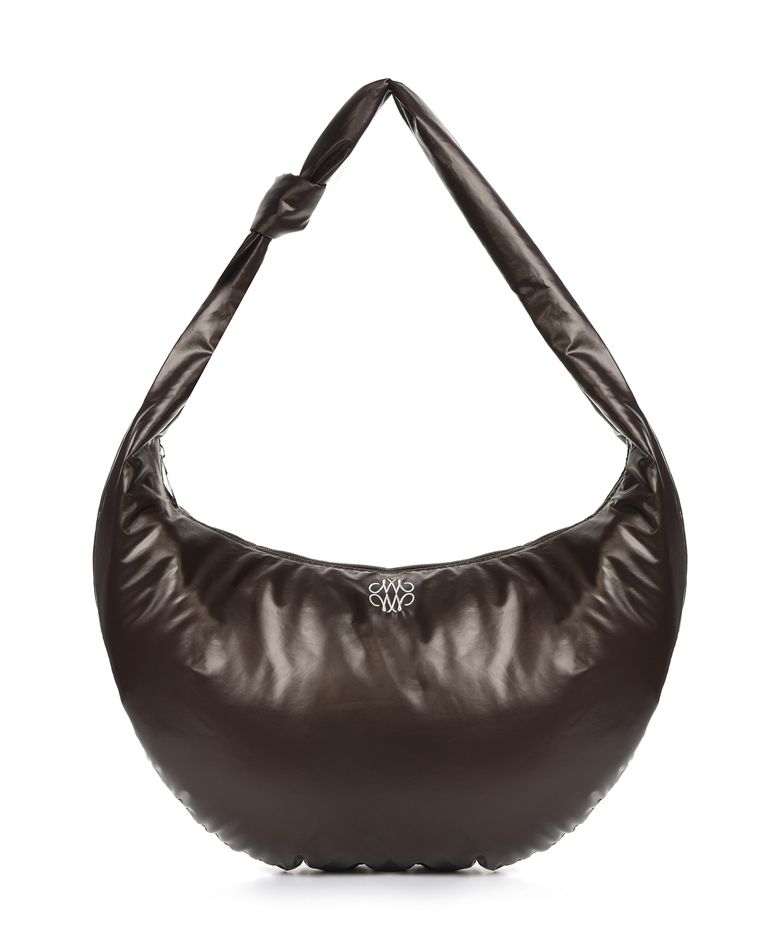 NICOLE GLOSSY SHOULDER KNOT BAG_BROWN