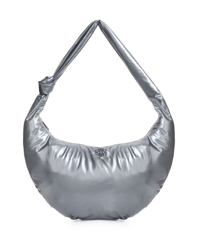 NICOLE GLOSSY SHOULDER KNOT BAG_SILVER