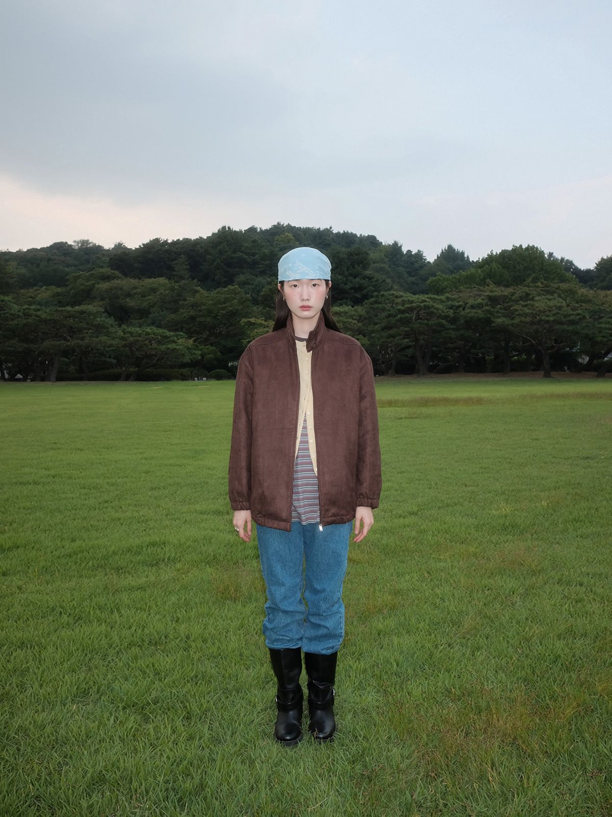 리플레인(REPLAIN) 포우 스웨이드 점퍼_다크 브라운