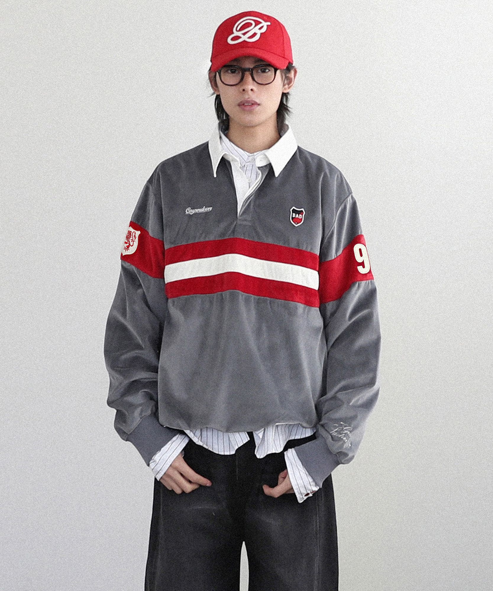 BADBLOOD ♥ Badblood Sports Velvet Rugby Shirt MUSINSA | BADBLOOD Badblood Sports Velvet Rugby Shirt - Grey