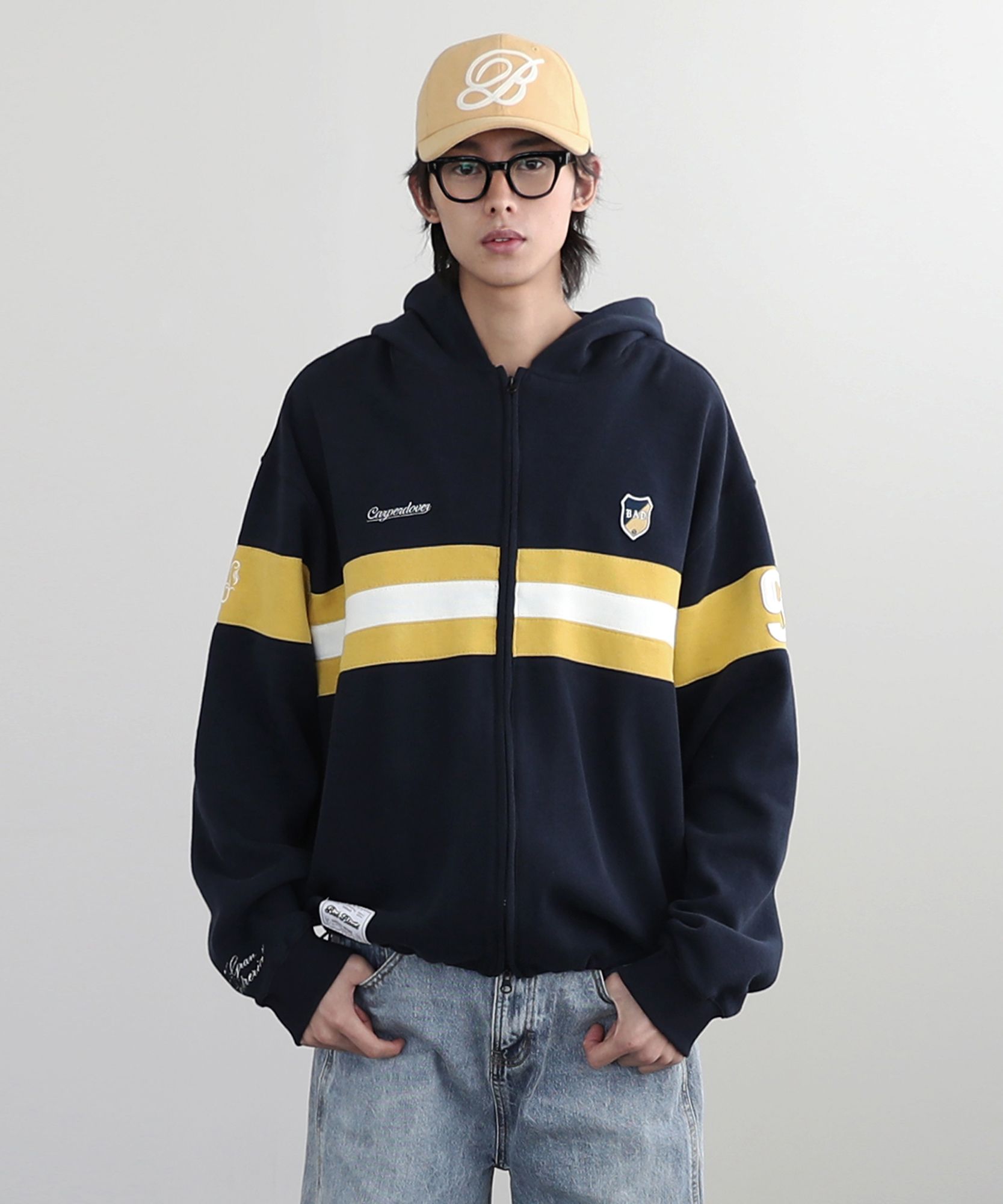 BADBLOOD ♥ Badblood Sports Stripe Rugby Sweatshirt MUSINSA | BADBLOOD Badblood Sports Rugby Hoodie Zip-Up - Navy