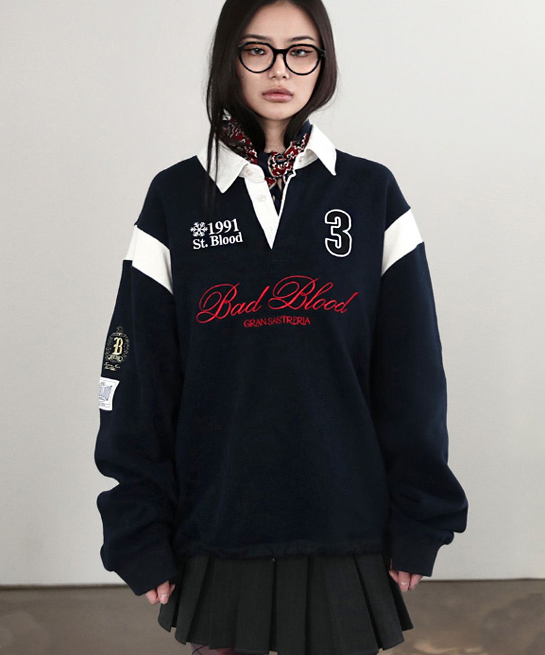 BADBLOOD ♥ Badblood Sports Velvet Rugby Shirt MUSINSA | BADBLOOD Royal Classic Rugby Shirt - Black