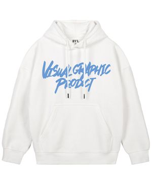 그래피티 로고 후드 화이트 블루