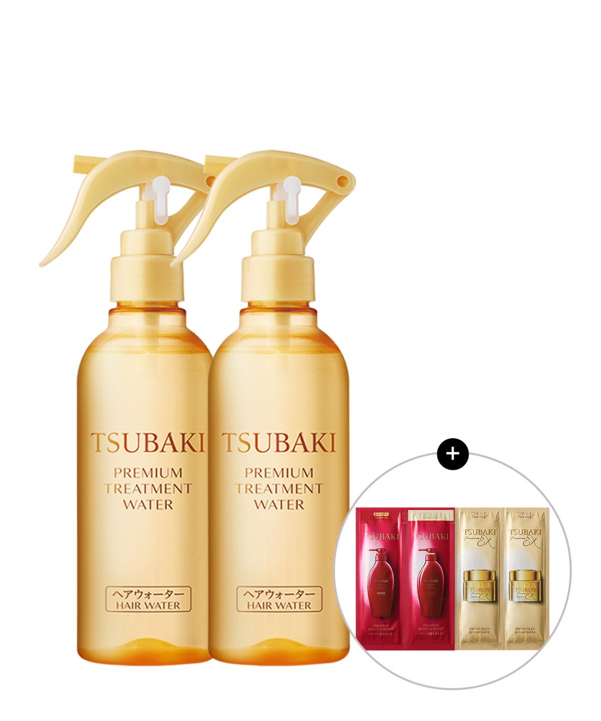 츠바키(TSUBAKI) 프리미엄 트리트먼트 워터 210ml 2개  ( + 증정 츠바키 2종 샤쉐 1매 + 츠바키 마스크 12g 2매)