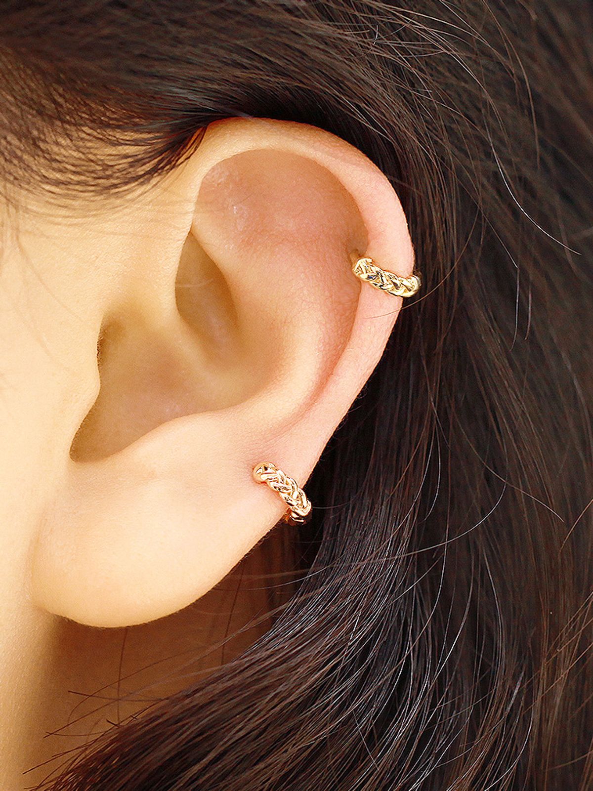 미니멀피어싱(MINIMALPIERCING) 14K 귓바퀴 이너컨츠 체인 원터치 링 피어싱 귀걸이