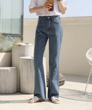 밑단컷팅 부츠컷 롱 와이드 청바지