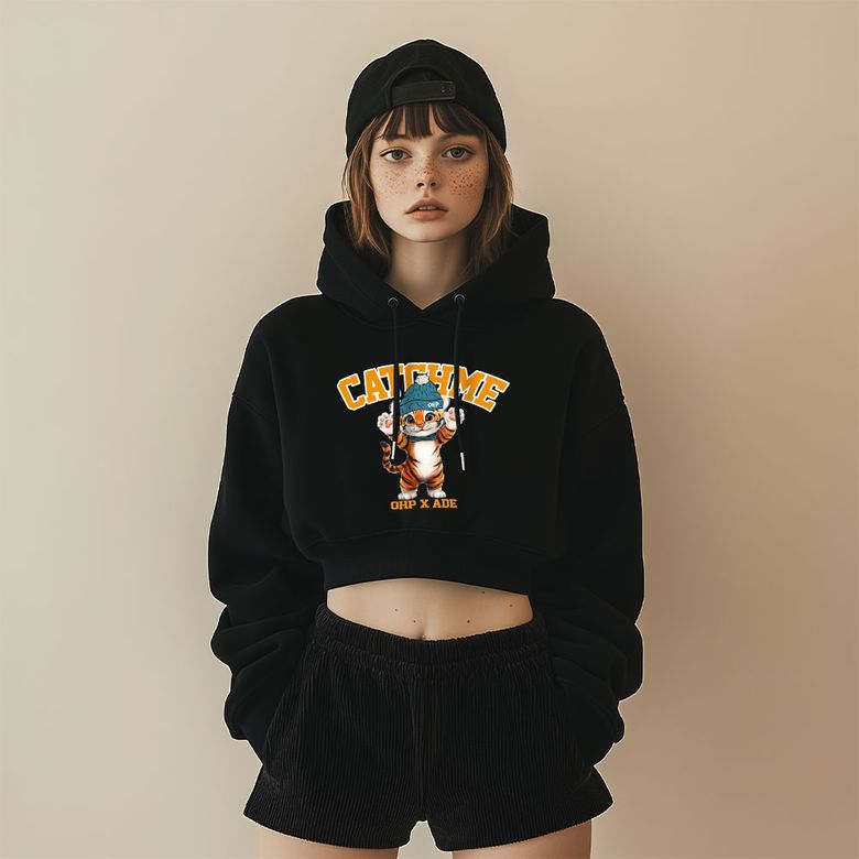 OHPxAIDAEVE 초록호랑이 우먼 크롭 기모 후드