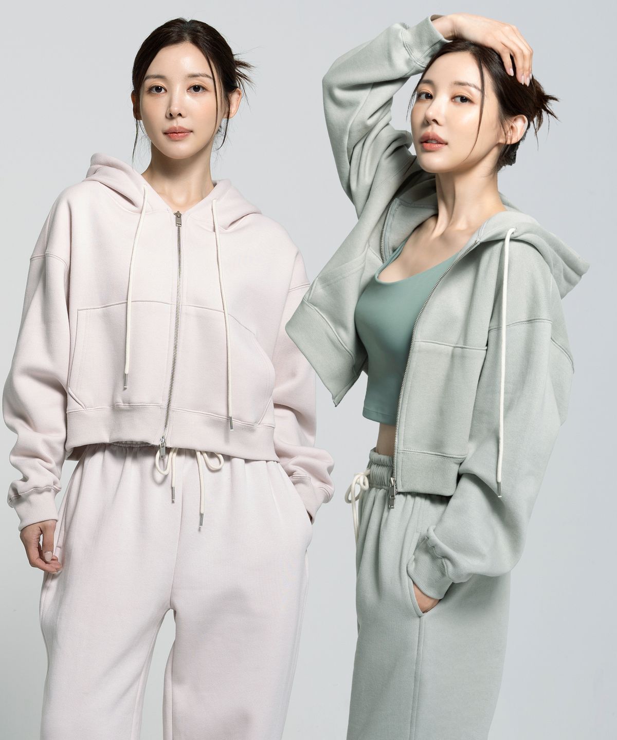 콘치웨어(CONCHWEAR) 소프트크림 기모 크롭 후드집업 (4color)