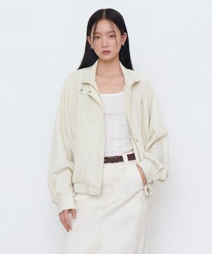 우먼즈 RN 하이 넥 셔링 블루종 재킷 [크림]