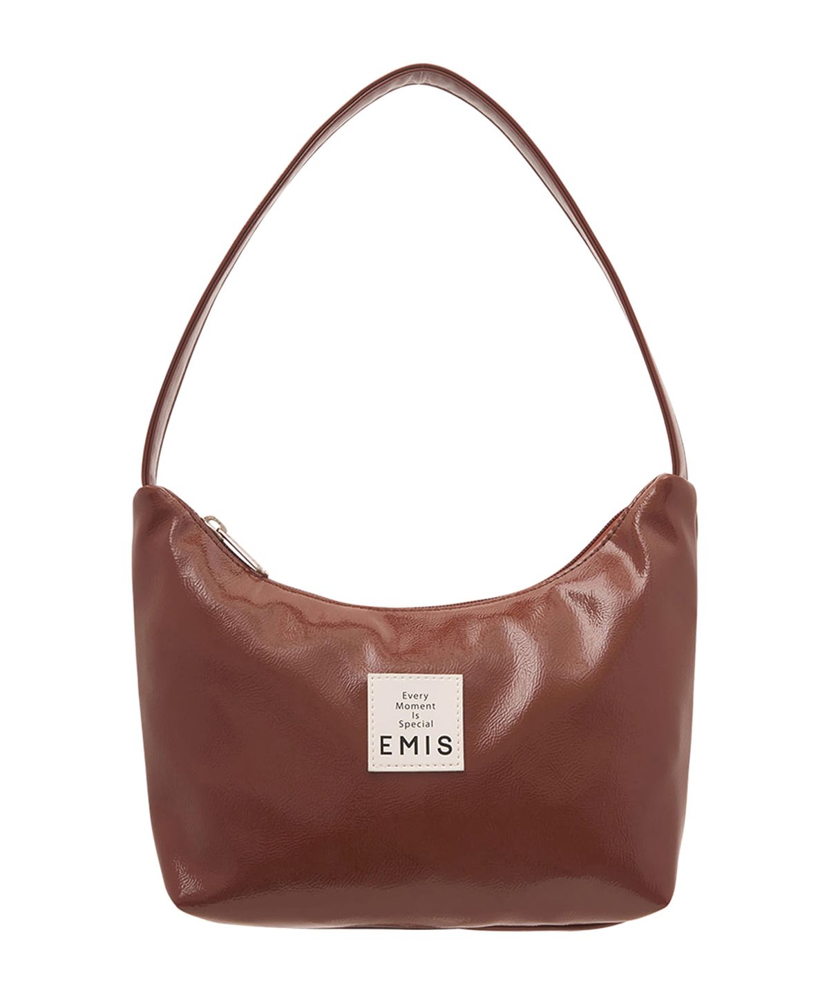 이미스(EMIS) NEW ENAMEL HOBO BAG-BROWN
