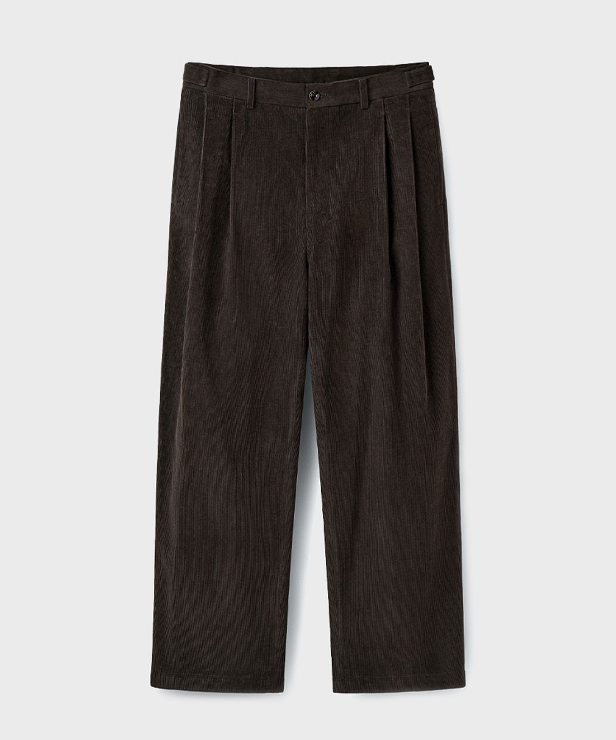 유니온블루(UNION BLUE) CORDUROY TWO PLEATS WIDE PANTS [BROWN]