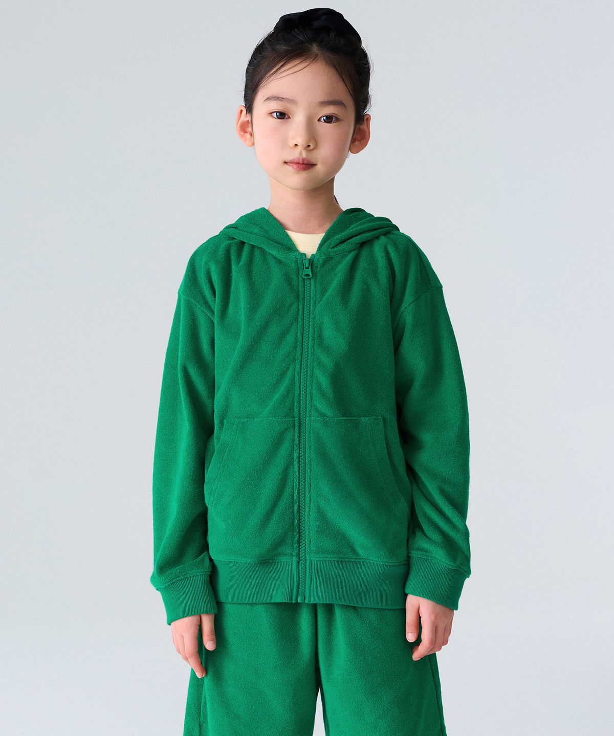 무신사 스탠다드 키즈(MUSINSA STANDARD KIDS) 테리 클로스 오버사이즈 후디드 집업 [아이리시 그린]
