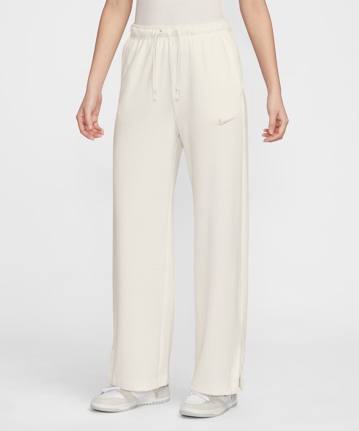 나이키(NIKE) 스포츠웨어 벨루어 하이웨이스트 와이드 레그 팬츠 W - 세일:파슬 스톤 / HV5036-133