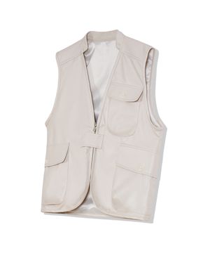 87-STAN145 헤비 포켓 포인트 레더 베스트 아이보리