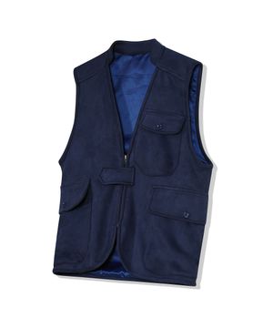87-STAN146 헤비 포켓 포인트 스웨이드 베스트 네이비