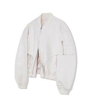 87-STAN148 커브드 포켓 라인 블루종 스웨이드 자켓 아이보리