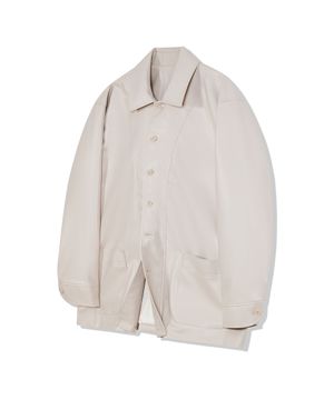 87-STAN153 와이 스티치 레더 하프 자켓 아이보리