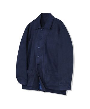 87-STAN154 와이 스티치 스웨이드 하프 자켓 네이비