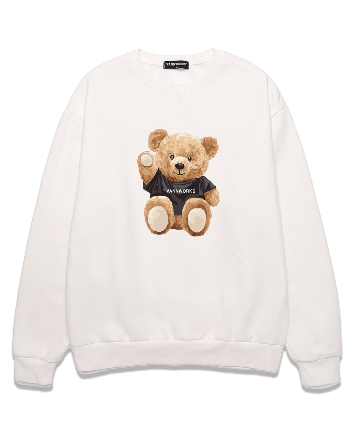 밴웍스(VANNWORKS) SITTING BEAR 오버핏 맨투맨 (VNDTS104) 화이트