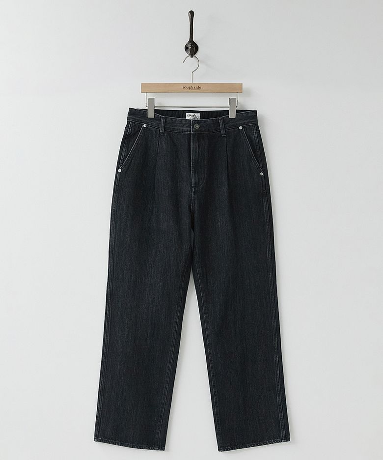Drape Denim Pants Washed Black