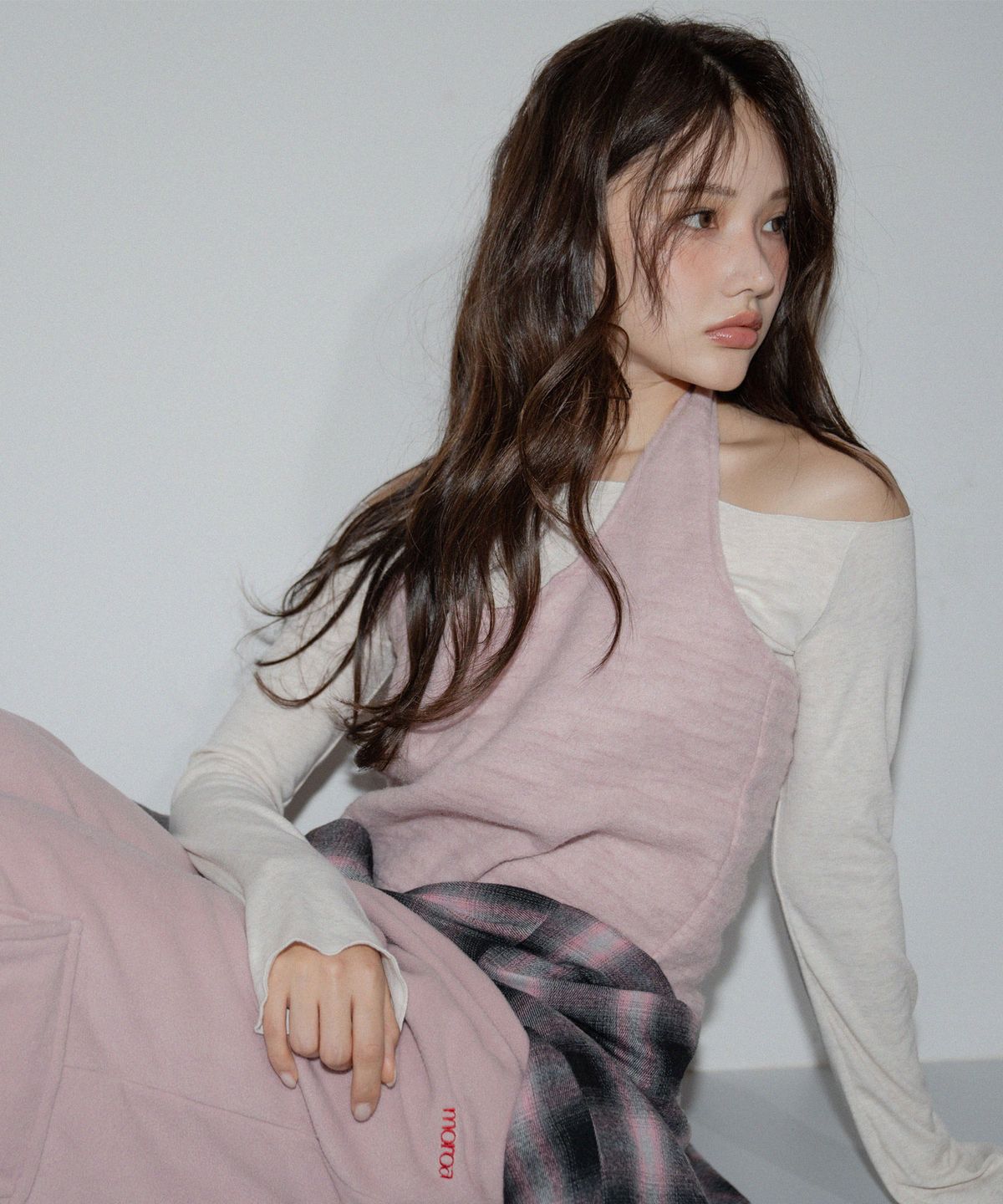 모로아(MOROA) 홀터넥 오프숄더 세트(핑크)