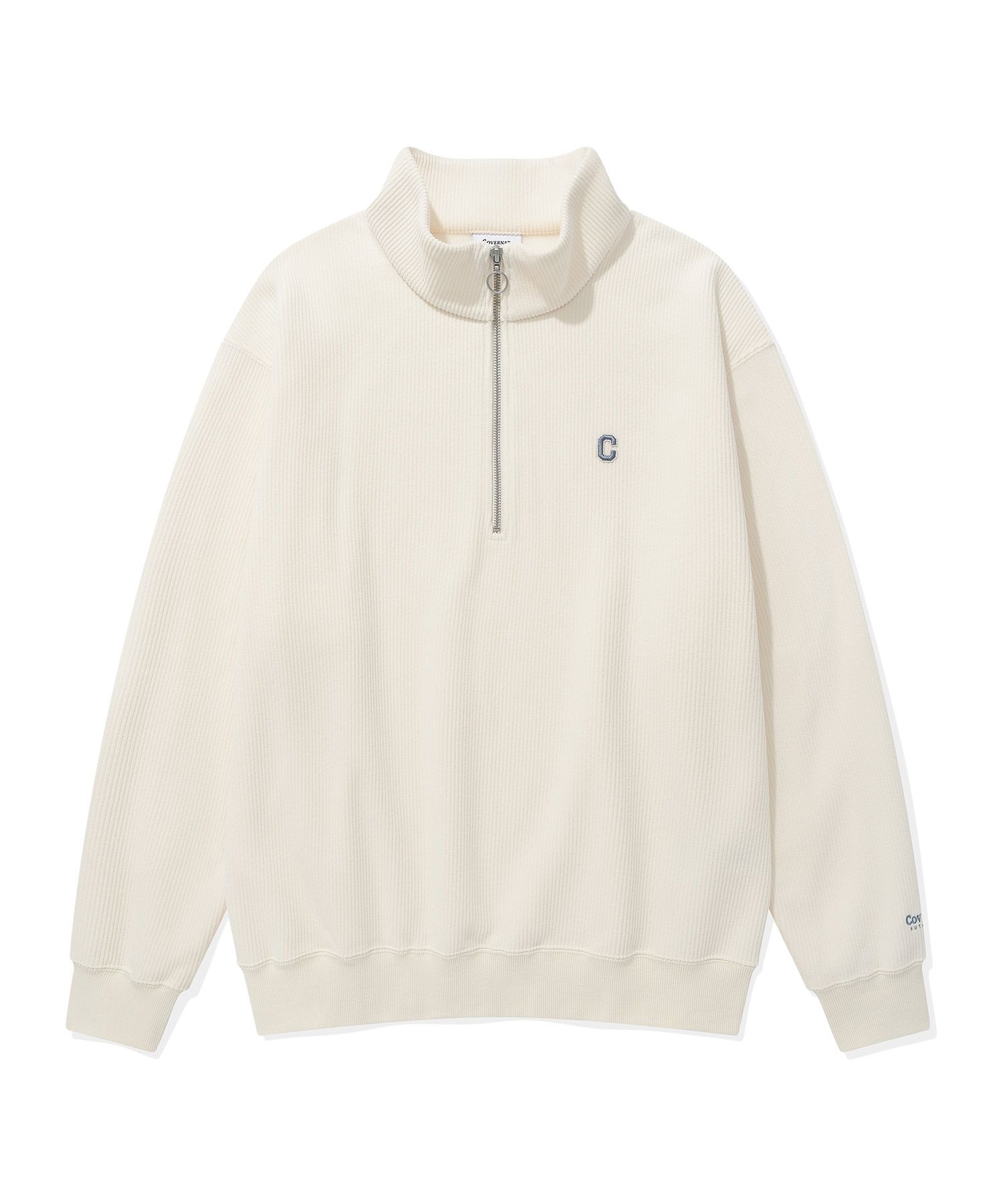 【COVERNAT】CORDUROY HALF ZIP-UP SWEATSHIRT MUSINSA | COVERNAT Small C Logo Corduroy Half Zip-Up Navy