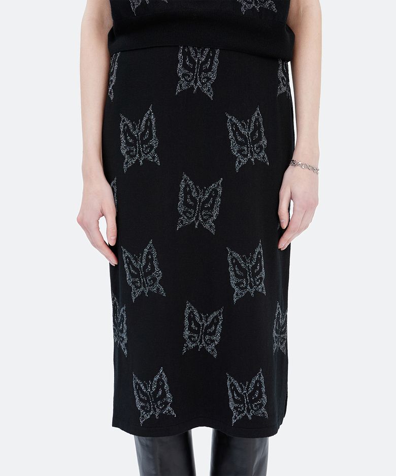 Metallic Logo Knit Skirt_Black