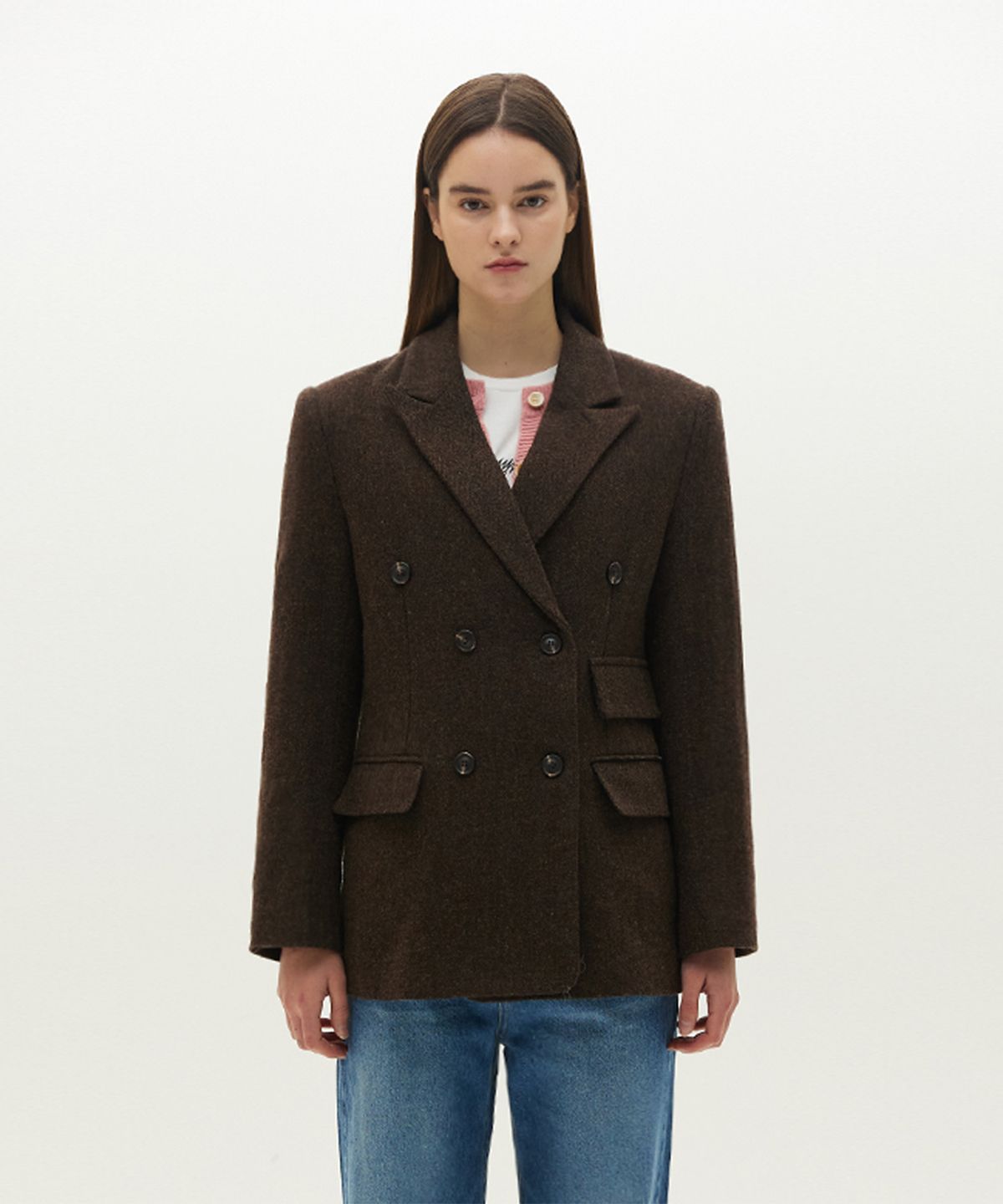 므아므(MMAM) Herringbone double pocket wool blazer