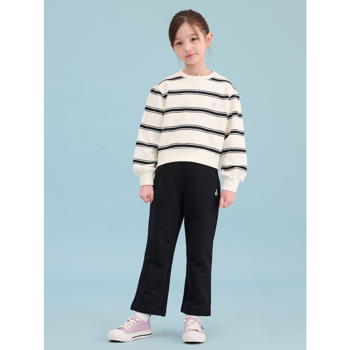 빈폴 키즈(BEANPOLE KIDS) 여아 스트라이프 라운드 스웨트 세트  아이보리 (BI5141G030)