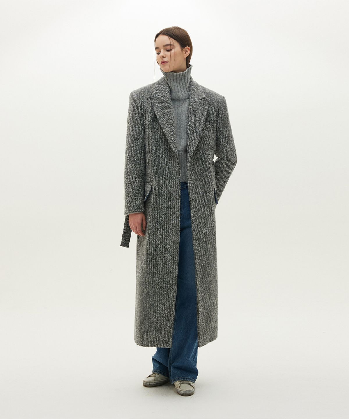 므아므(MMAM) Tweed open-type minimal wool coat