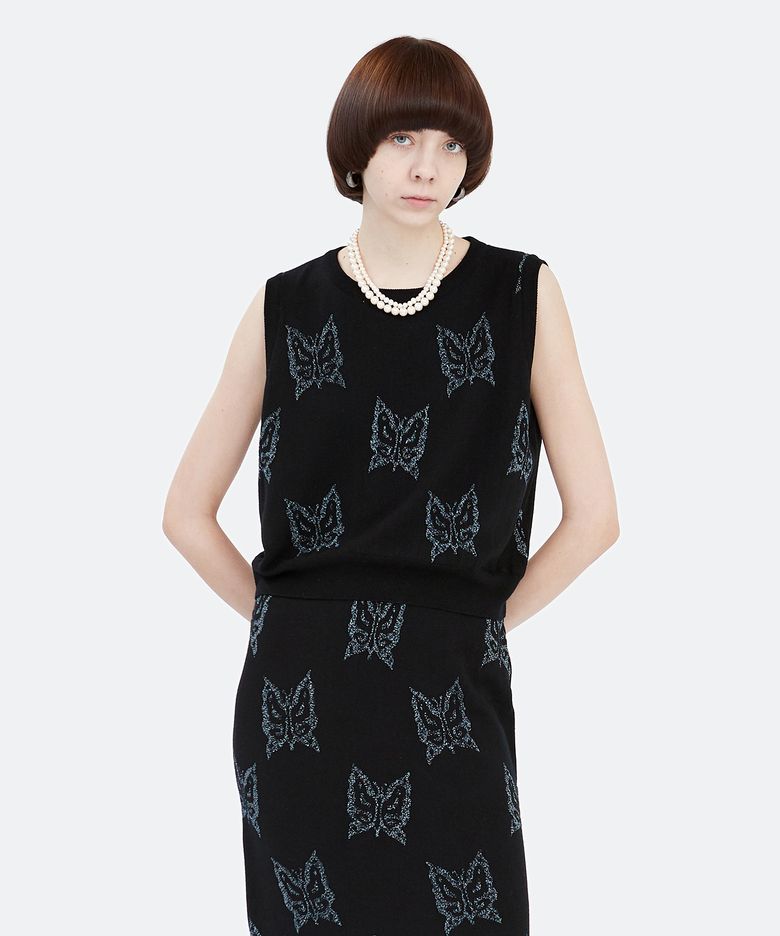 Metallic Logo Knit Vest_Black