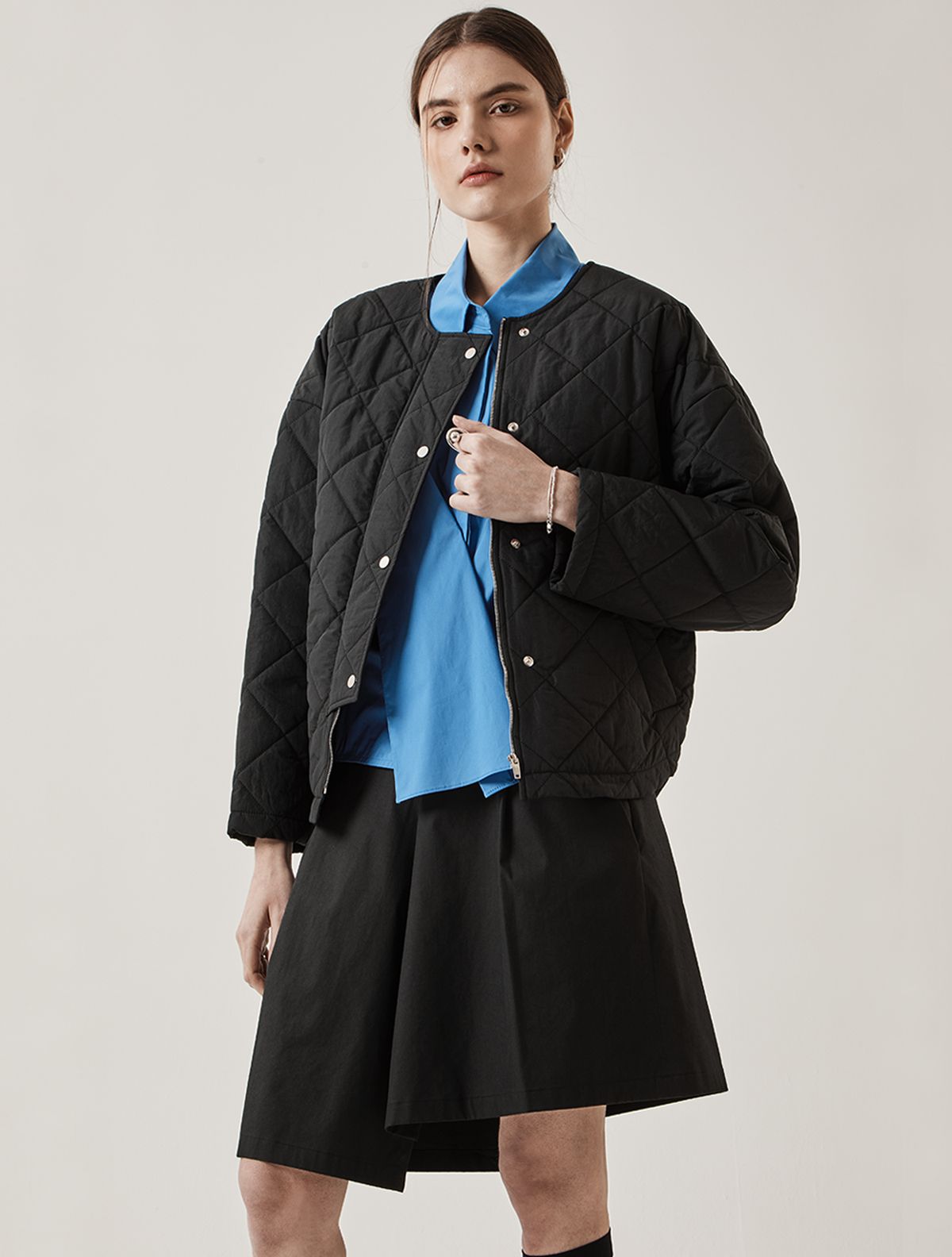 르이엘(LE YIEL) Quilting Crop Padding Jumper_Black 퀼팅 크롭 패딩 점퍼_블랙