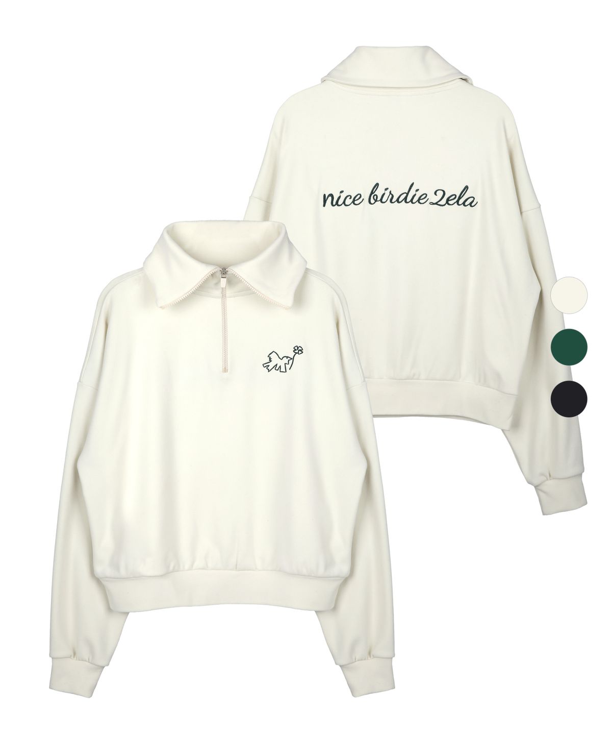 투엘라(2ELA) 러플내핑 여성 기모 하프 집업 긴팔 오버핏 티셔츠(W5WT63) 3 Colors