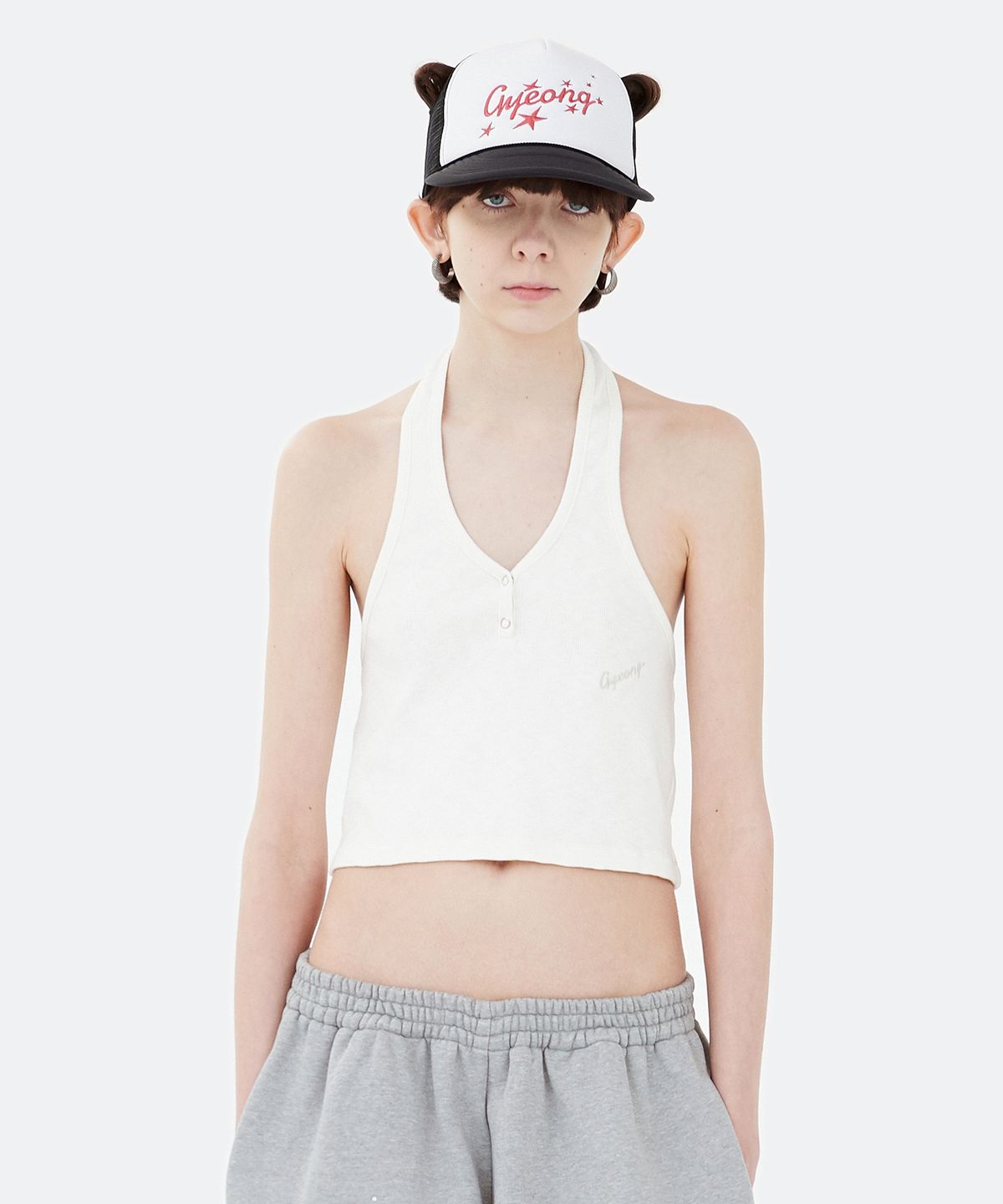 경(GYEONG) Script Logo Tank Top_Off White
