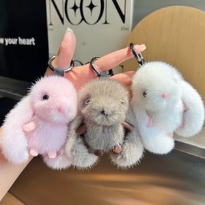 뽀송 밍크 토끼 인형 키링 열쇠고리