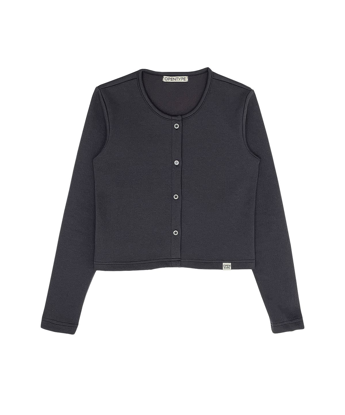 오픈타입(OPENTYPE) Classic Button Point Cardigan (CHARCOAL)