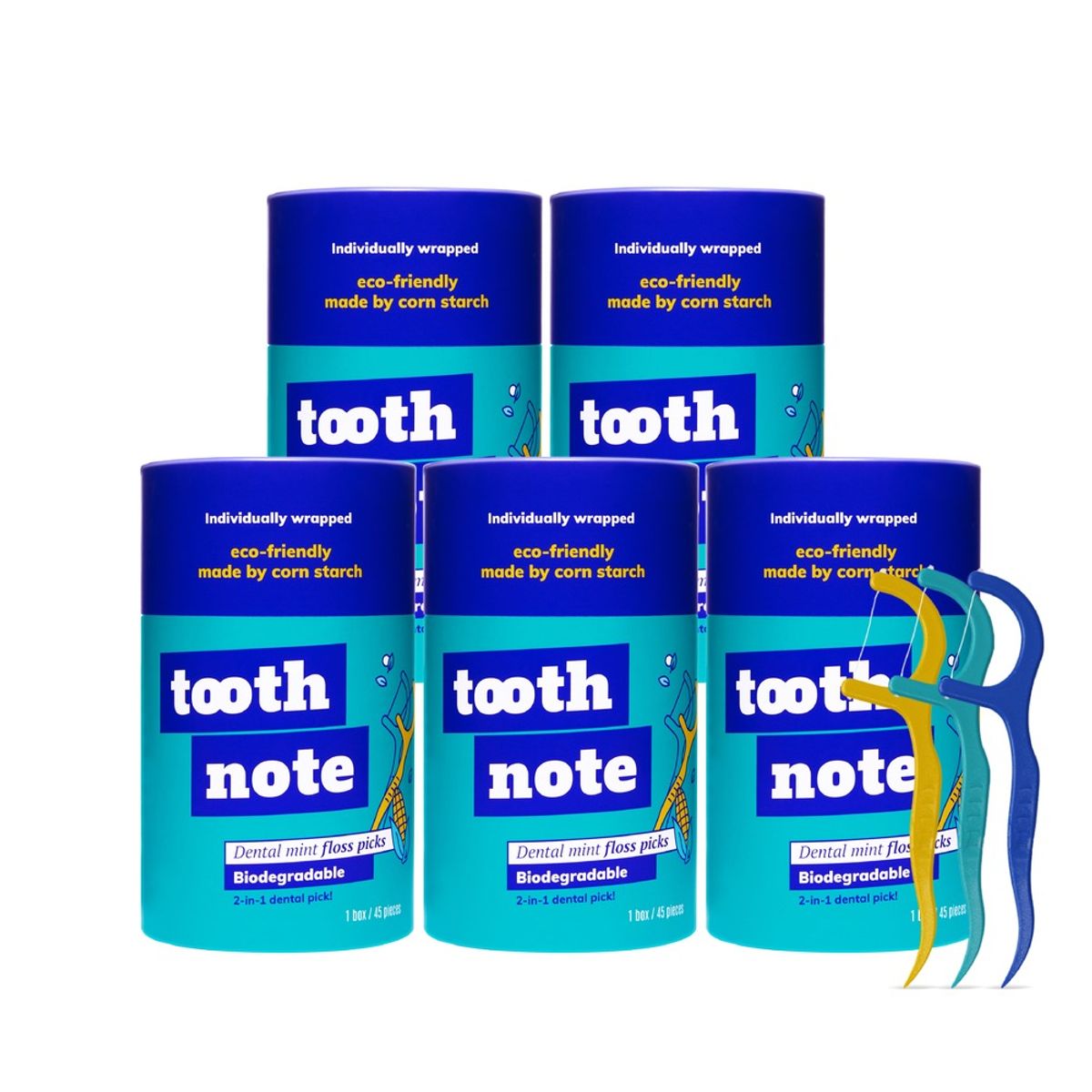 투스노트(TOOTHNOTE) 투스노트 프리미엄 덴탈 민트향 일회용치실 45개입 5통 이쑤시개