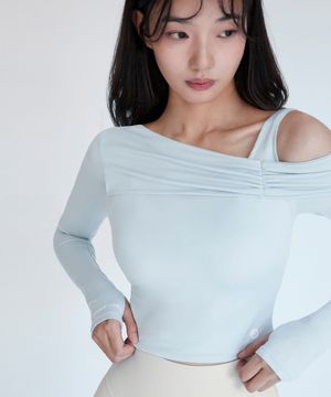 셔링 원 숄더 롱 슬리브