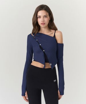 엘플렉스 RIB 사선 컷 아웃 롱 슬리브