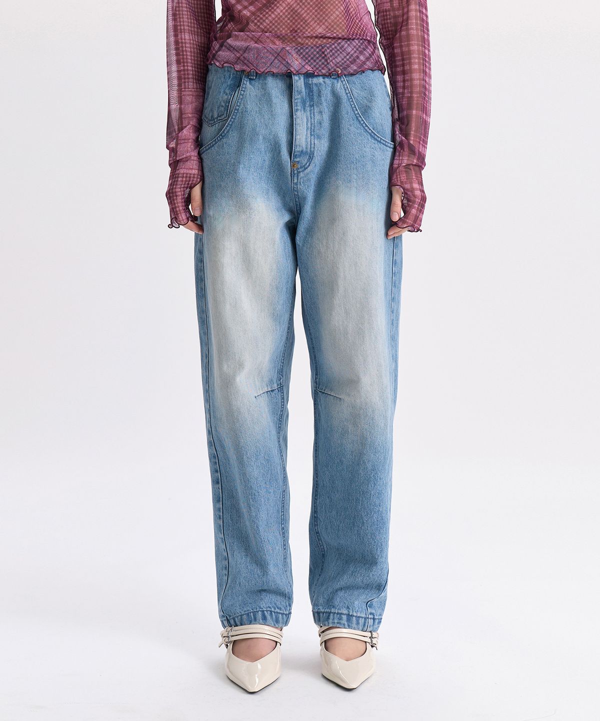 경(GYEONG) Loose Fit Denim Pants_Blue Gray