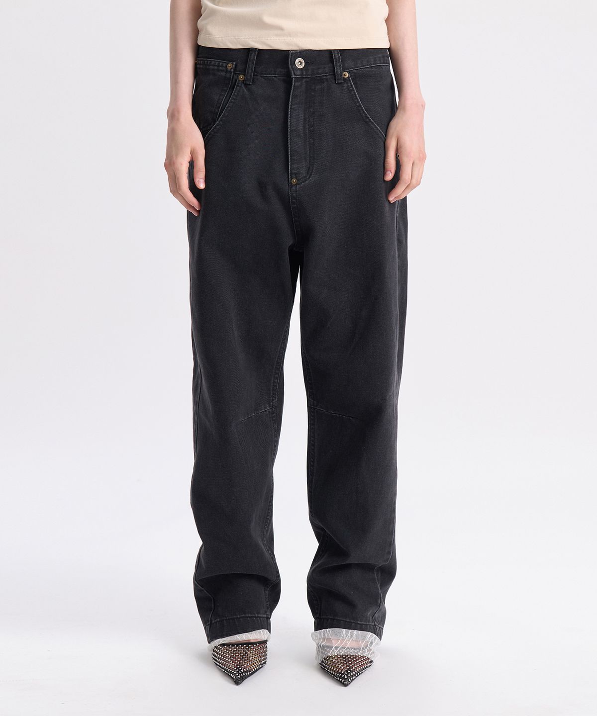 경(GYEONG) Loose Fit Denim Pants_Gray