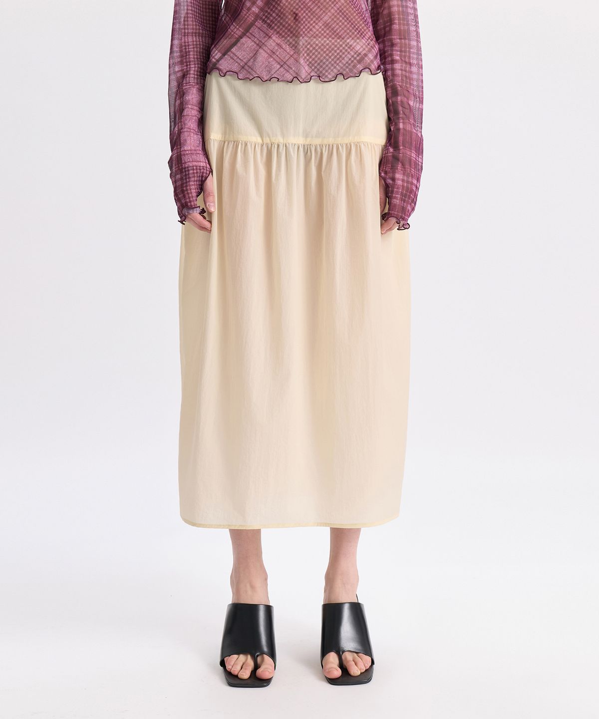 경(GYEONG) Sheer Skirt_Butter