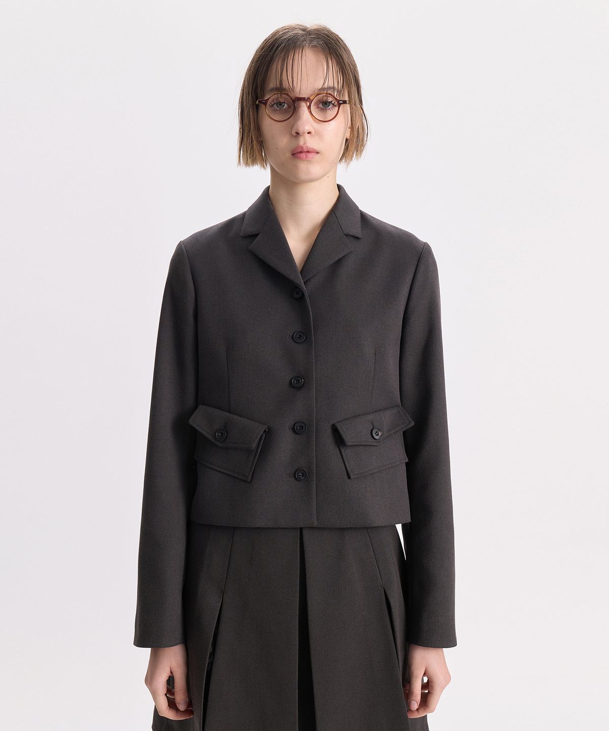 경(GYEONG) Mini Pocket Blazer_Gray