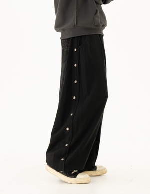 Side Snap False Sweatpants Black