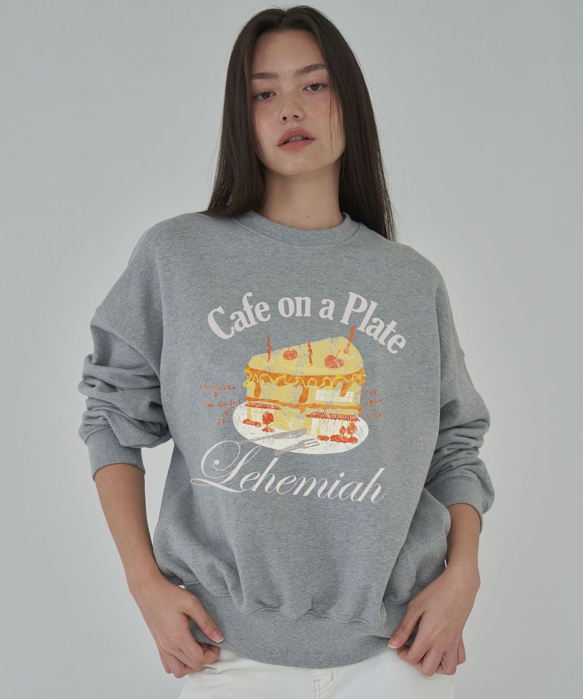 르헤미아(LEHEMIAH) Cake building sweatshirt [Grey]