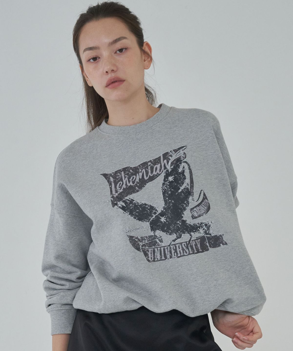 르헤미아(LEHEMIAH) embroidered eagle sweatshirt [Grey]