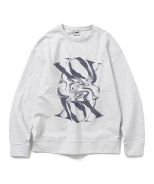 블러리 로고 세미 오버핏 스웻 셔츠 라이트멜란지그레이