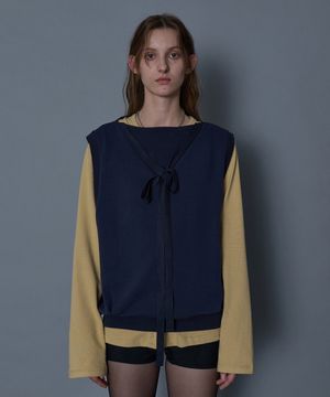 Tie Oversized Vest_Navy