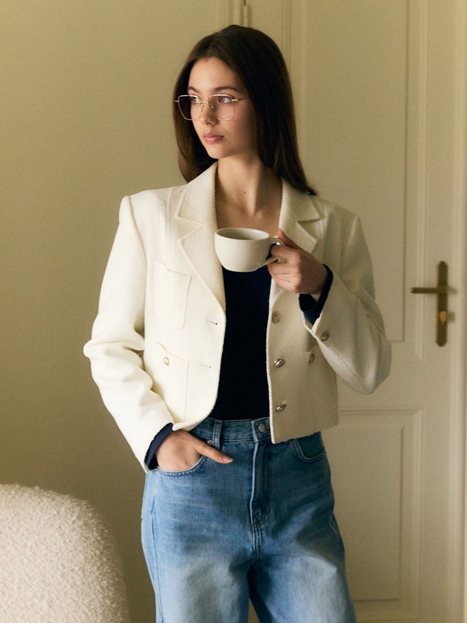 ★OSTKAKA★ Jane tweed tailored jacket_2colors MUSINSA | OSTKAKA Jane Tweed Tailored Jacket Ivory